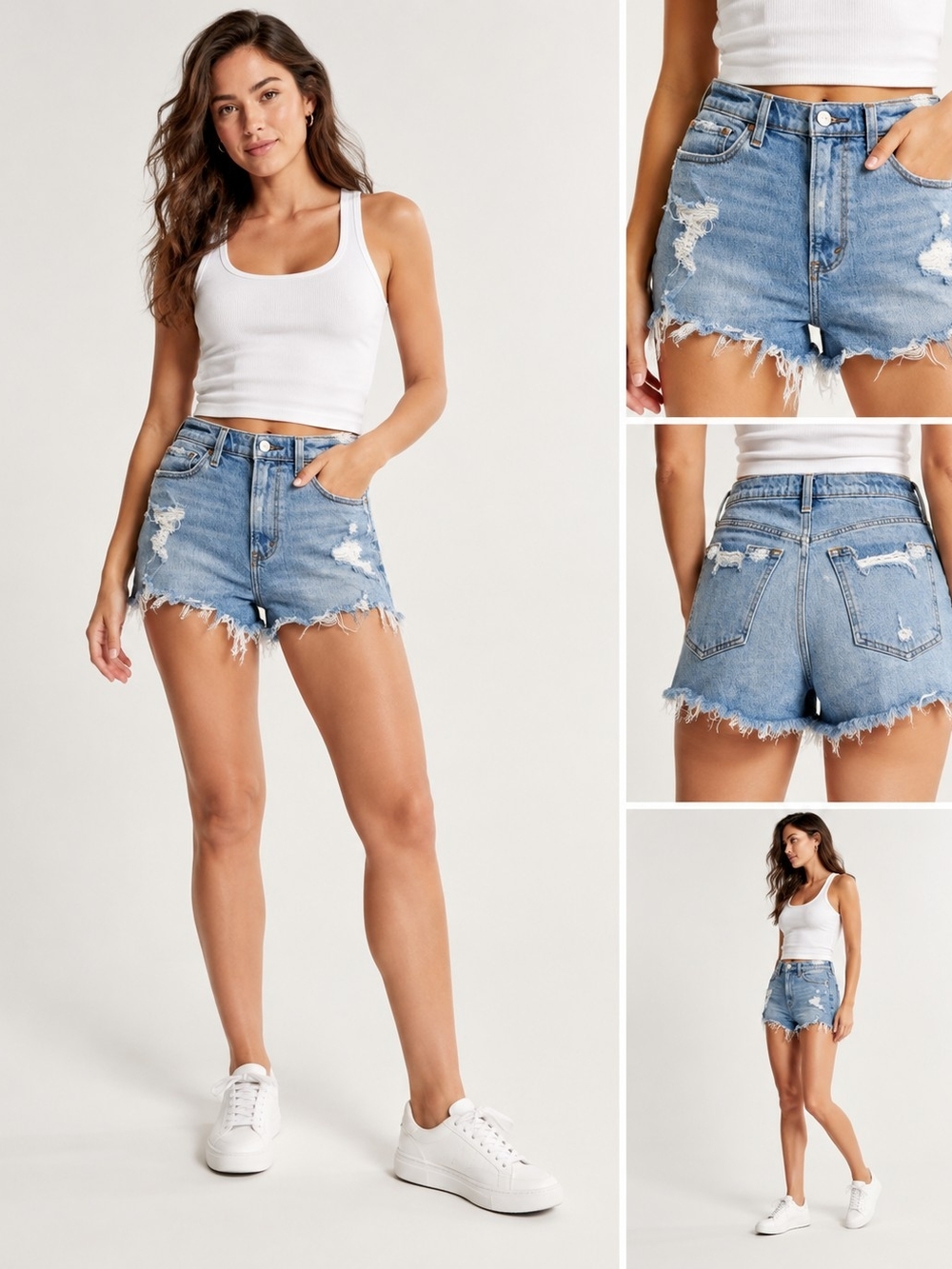 Abercrombie & Fitch Curve Love High Rise Mom Shorts Women’s 28 Distressed